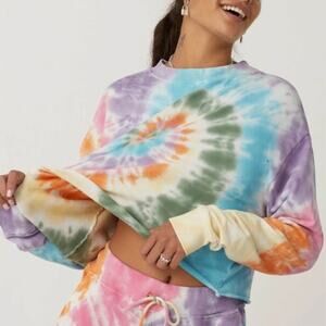 Daydreamer Rainbow Tie Dye Cropped Sweatshirt Size M